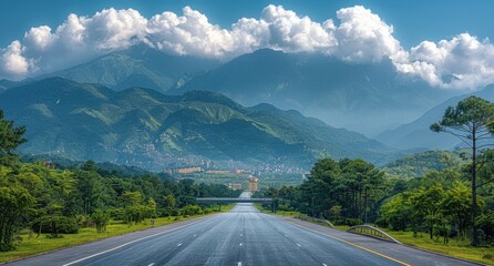Naklejka premium Mountain Road Landscape