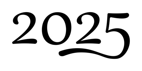 Obraz premium 2025 handwritten text. Typography vector design for Happy New Year greeting cards and poster