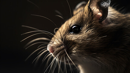 Detailed Shot of a Hamster&rsquo;s Face and Whiskers Soft Lighting and Neutral Background 