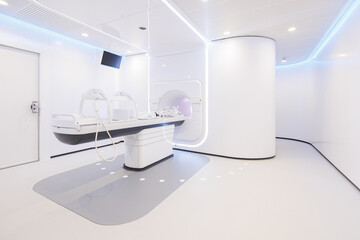 MR-Linac radiation therapy machine. Magnetic resonance imaging MRI machine and a linear accelerator...