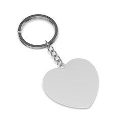 Heart shape pendant keychain ring blank template 3d render illustration.