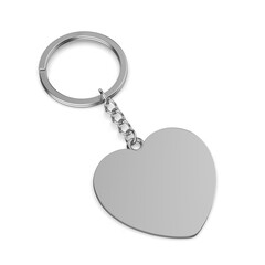 Heart shape pendant keychain ring blank template 3d render illustration.