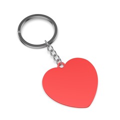 Heart shape pendant keychain ring blank template 3d render illustration.