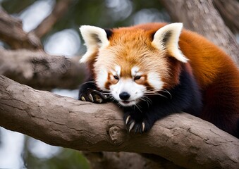 Fototapeta premium A Sleeping Red Panda.