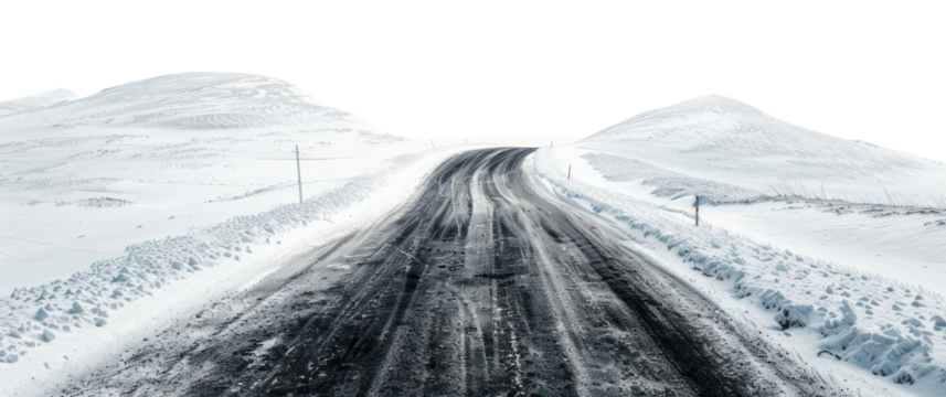 Desolate snowy road landscape scene