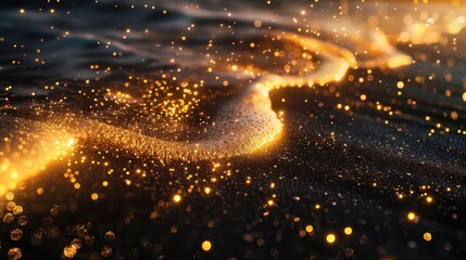 Obraz premium Black sand turning into golden pixels, digital alchemy concept,
