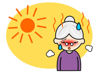 熱中症のおばあさん