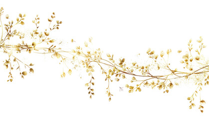 PNG  Elegant golden floral border illustration