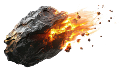 PNG Fiery meteor streaking through space