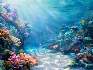 Obraz premium Coral reef with background illustration