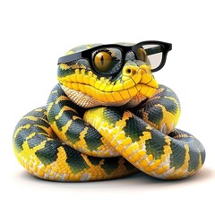 Obraz premium Anaconda Geek Chic animal fashion cartoon isolated whitebackground 16:9