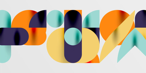 Circles, semi circles, squares and round shapes mosaic techno art. Vector Illustration For Wallpaper, Banner, Background, Card, Book Illustration, landing page