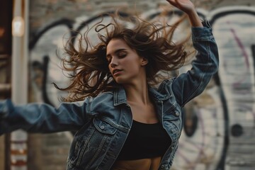 Obraz premium A Woman dancing in urban environment