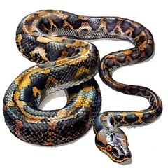 Obraz premium Anaconda Vintage Revival animal fashion cartoon isolated whitebackground 16:9