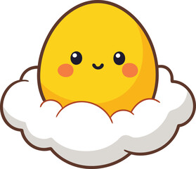 Cozy egg slumbers peacefully among fluffy clouds. 