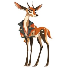 Antelope Rockabilly animal fashion cartoon isolated whitebackground 16:9