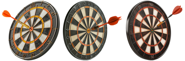 Set of Dartboards with Darts Isolated on Transparent Background png