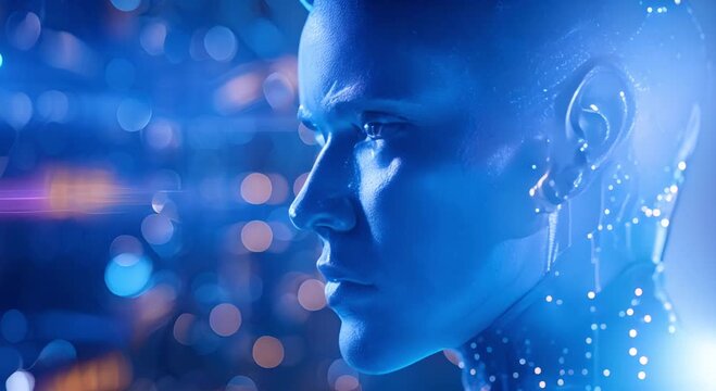 an artificial intelligence brain with futuristic technology elements in a cybernetic, glowing environment.