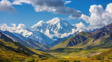 Obraz premium Breathtaking view of Mother of the World mountain from the Karatyurek Pass in the Altai Mountains