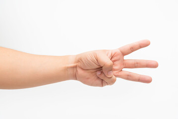 Extended Hand Gesture On White Background