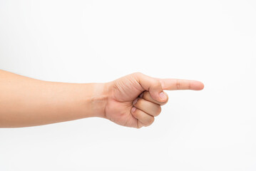 Extended Hand Gesture On White Background