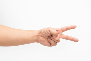 Extended Hand Gesture On White Background