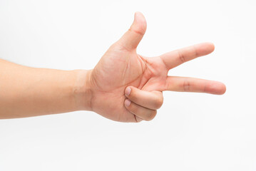 Extended Hand Gesture On White Background