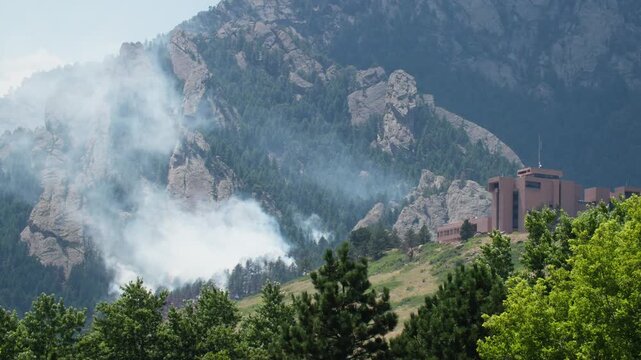 Landscape of Green Mountain Dinosaur Fire in Boulder Colorado, NCAR, Front Range, Smoke