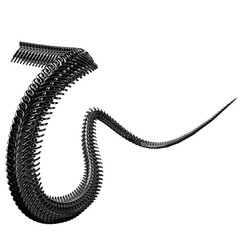 Chrome 3D element. Abstract array metal ridge, iron bones in cyber sigilism style, perspective...