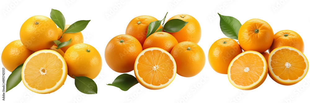 Poster Set of Oranges Isolated on Transparent Background png