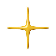 Realistic glossy yellow star with minimalist design. 3D abstract geometric shape is perfect for modern art, graphic design projects, and contemporary decor. Vector illustration