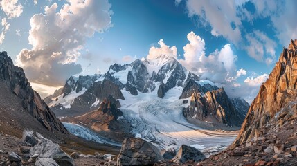 Stunning vista of the mountain Mother of the World from the Karatyurek Pass, Altai Mountains