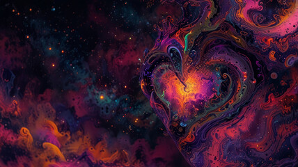 Graphic heart in colorful neon tones.