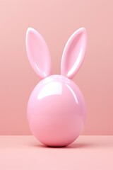 Fototapeta premium 3D rendering of a pink bunny on a gray background.