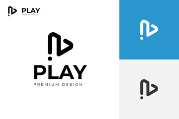 letter N Play logo icon design flat line style colorful logos. Play icon with initial N company name corporate identity logo