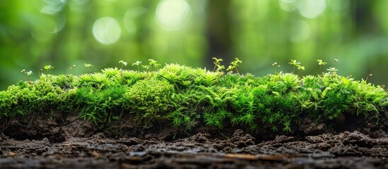 Fresh Green Moss with New Shoots Growing