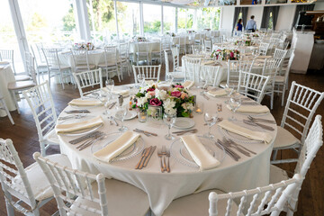 The elegant wedding table ready for guests.
