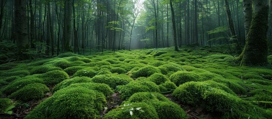 A Pathway Through a Lush, Mossy Forest