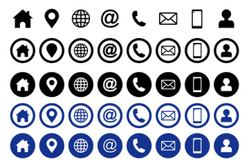 Web icon set. Website set icon vector. for computer and mobile. Business card icons. Contact us line icons. Communication information icon symbol, sign . Editable stroke. Vector illustration