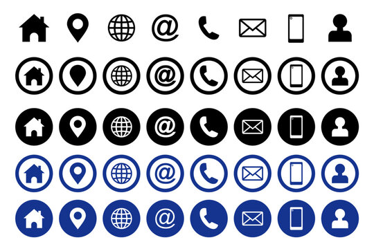 Web icon set. Website set icon vector. for computer and mobile. Business card icons. Contact us line icons. Communication information icon symbol, sign . Editable stroke. Vector illustration