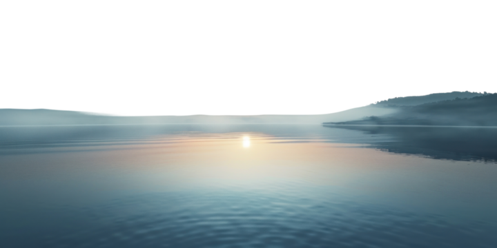 PNG Serene sunrise over misty lake