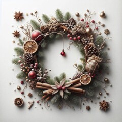 Christmas frame, decoration flowers poinsettia, Christmas tree, holiday, ball hand drawin watercolor illustrations poinsettiatree