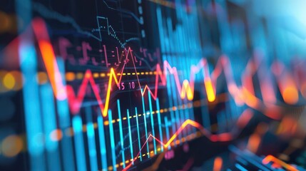A dynamic economy graph illustrating sharp ups and downs, capturing hope and resilience with bright colors and modern design