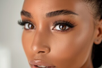 Fototapeta premium Stunning portrait of a beautiful woman with dramatic mega volume lash extensions...