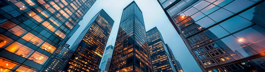 Obraz premium Cityscape View of Skyscrapers at Dusk