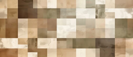 Repeating squares, neutral earth tones, flat design illustration
