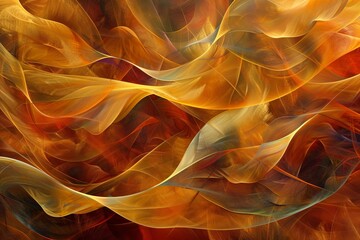 A stunning image of golden and orange waving lines and light, creating a vibrant abstract pattern that evokes warmth and energy, ideal for adding brightness to any space.