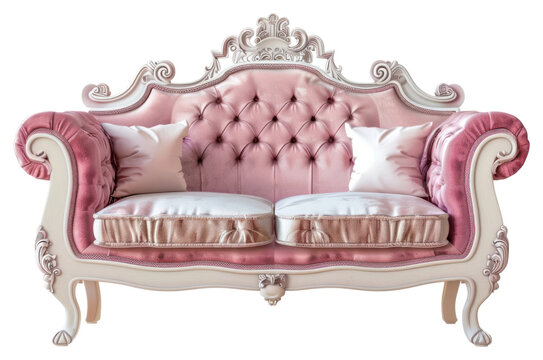 recommend clip art: Elegant vintage pink tufted sofa