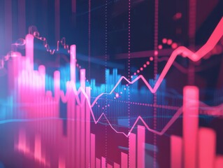 Fototapeta premium Economy graph showing sharp rises and falls in financial data, captured in a modern and eyecatching design