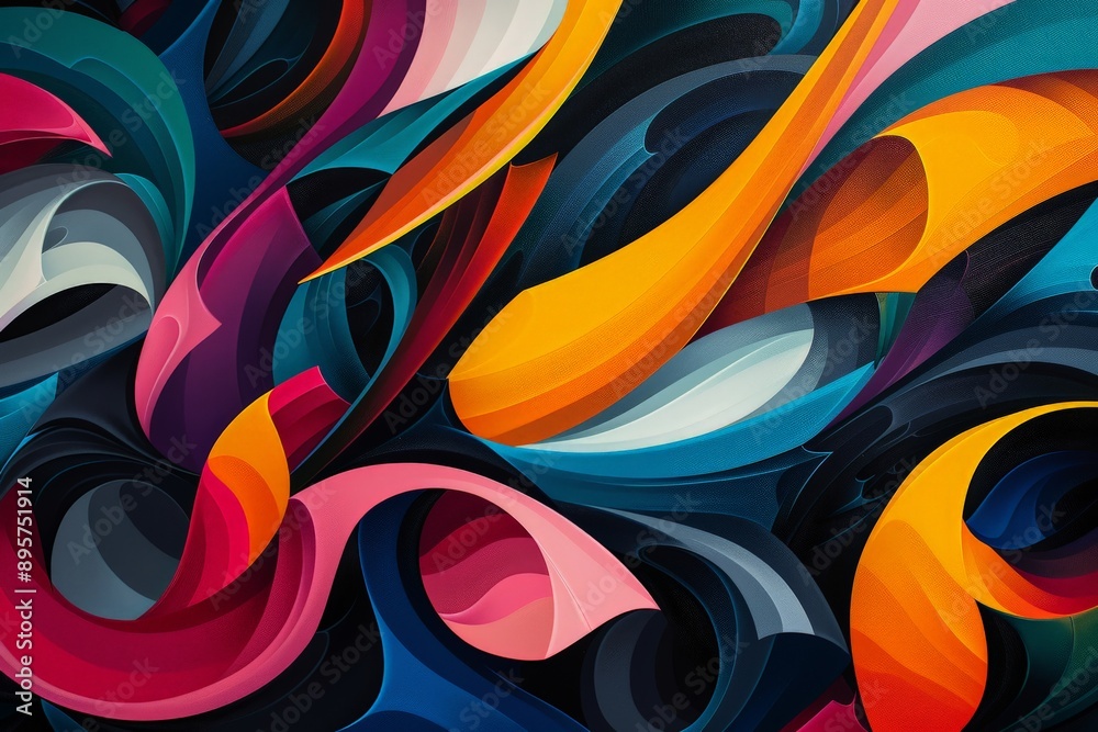 Poster Image showcasing colorful abstract swirls indicating energetic movement and blending various shades and shapes, creating an artistic representation of rhythm and excitement.